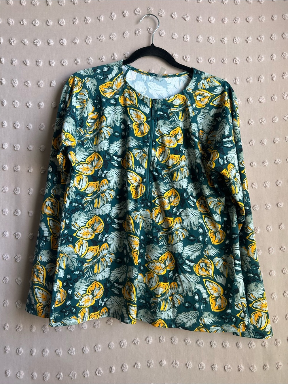 Garnet Hill Half Zip Long Sleeve Rash Guard Sun Shirt Sz XL Tropical Blue